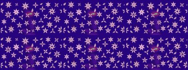 Raster illüstrasyonundaki çiçek desenli çizim. Mavi renkte çiçekler.