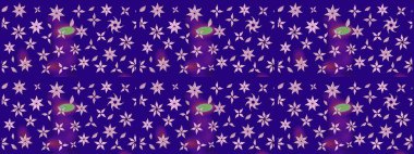 Motley illüstrasyonu. Küçük çiçekte güzel bir desen. Küçük renkli çiçekler. Mavi çiçekli bahar çiçekleri. Moda baskıları için zarif bir şablon.