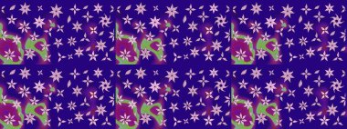 Raster illüstrasyonu. Düz Çiçek Elementleri Tasarımı. Mavi renkli, zarif çiçek buketli suluboya. Renkli Bahar Teması çizim şablonu.