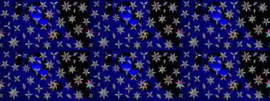 Vadinin mavi renkli çiçekleri. Çiçeksel çizim kalıbının çizimi.