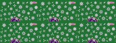 Çiçekli karalama şeklinde Raster çiçek deseni. Yumuşak, yeşil renkli bahar çiçekleri. Raster illüstrasyonu.