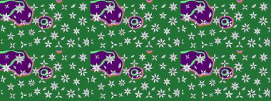 Raster çiçek desenleri çiziyor. Vadinin yeşil renkli çiçekleri.