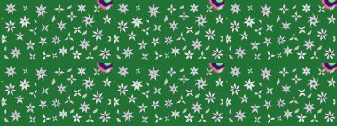 Klasik çiçek tasarımı elementleri. Yeşil kıvırcık çiçekler yeşil renkte şekillenir. Raster illüstrasyonu.