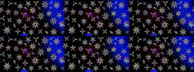 El çizimi çiçek unsurları olan soyut çizim raster deseni. Siyah üstüne siyah. 1950-1960 motifleri. Retro tekstil tasarım koleksiyonu. Çiçekli ipek eşarp..