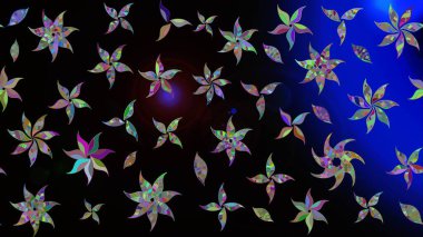 Renkli Bahar Teması eskiz kalıbı. Raster. Düz Çiçek Elementleri Tasarımı.