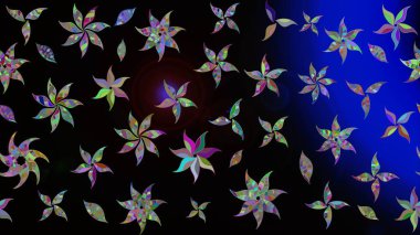 Eskiz klasiği. Raster Şirin kumaş deseni. Renkli Bahar Teması eskiz kalıbı. Düz Çiçek Elementleri Tasarımı.