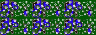 Yeşil çiçekli eskiz deseni, suluboya çiçek deseni, sevimli çiçek, duvar kağıdı, kart veya kumaş için fayanslı. Raster - stok.