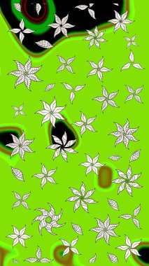 Parlak çiçekli kolaj çiçekleri yeşildir. Çiçekli zambakların eskiz geçmişi. Çiçek tasarımı için inanılmaz kolaj cennet tarzı..