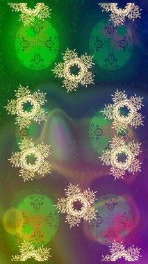 Düz kar karalama ikonları, yılbaşı afişi için kar taneleri silueti, kartlar. Yeni yıl kar tanesi. Yeşil, mavi ve mor renkler üzerine şirin soyut kar tanesi raster tasarımı.