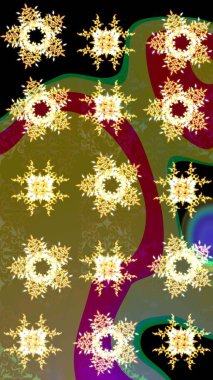 Kahverengi ve siyah renklerin çizimi. Kışın sembolü, mutlu noeller, mutlu yeni yıl kutlaması Raster illüstrasyonu. Basit bir kar tanesi. Soyut duvar kağıdı, ambalaj dekorasyonu.