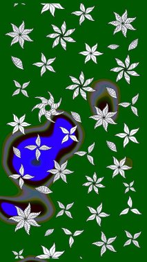 Raster çiçek desenleri çiziyor. Vadinin yeşil renkli çiçekleri.