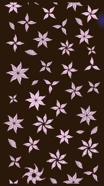 Çiçek desenli çizim. Asya tekstil tarzında. Kahverengi renkli çiçekler. Raster illüstrasyonu. Raster illüstrasyonu.