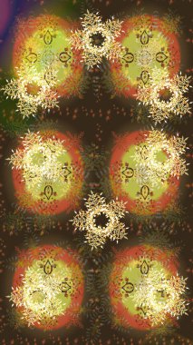 Raster illüstrasyonu. Raster Noel soyut renkli arka plan ve tatlı kar tanesi. Kar taneleriyle kahverengi, gri ve yeşil renkler.