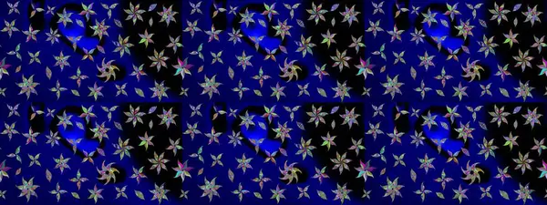 Vadinin mavi renkli çiçekleri. Çiçeksel çizim kalıbının çizimi.