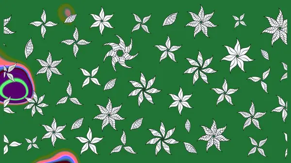 Çiçek yeşili eskiz deseni. Klasik taslak çizimi. Raster Yumuşak kumaş deseni. Raster çiçek izi..