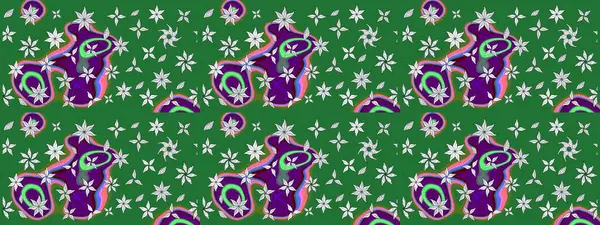 Küçük çiçekteki sevimli çiçek deseni. Yeşil renkte çiçekler.