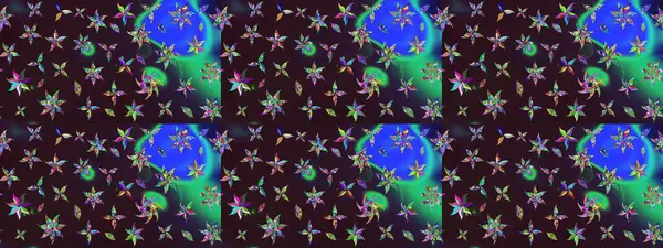 Raster çiçek desenli çiçek deseni, yapraklar, dekoratif elementler, sıçrama, lekeler, el çizimi kontur çizgileri ve Doodle çizim stili, grafik raster çizim çizimi.