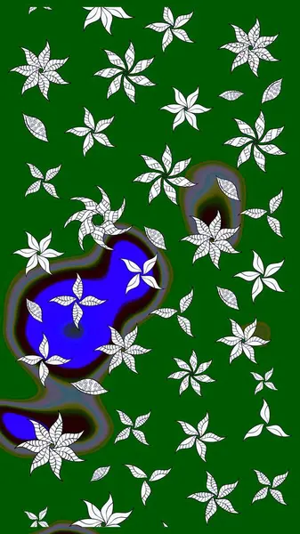 Raster çiçek desenleri çiziyor. Vadinin yeşil renkli çiçekleri.