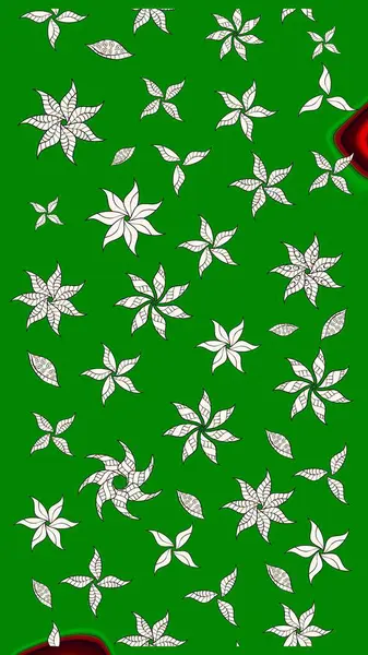 El çizimi çiçekli soyut çizim kalıbı. Yeşil renkli çiçekler. Raster illüstrasyonu.