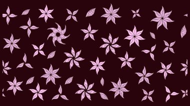 Hediye ambalaj kağıdı, tebrik kartları, posterler ve pankart tasarımı. Raster düz çiçek çizim deseni. Kahverengi renkte çiçekler.