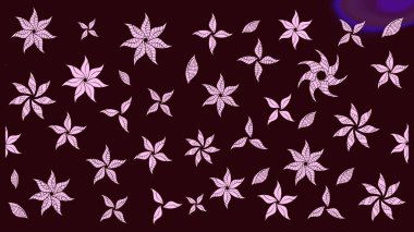 Renkli Bahar Teması eskiz kalıbı. Düz Çiçek Elementleri Tasarımı. Raster illüstrasyonundaki çiçek desenli çizim. Kahverengi renkte çiçekler.