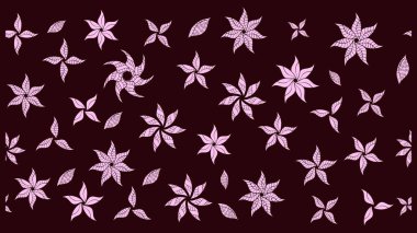 Hediye ambalaj kağıdı, tebrik kartları, posterler ve pankart tasarımı. Raster düz çiçek çizim deseni. Kahverengi renkte çiçekler.