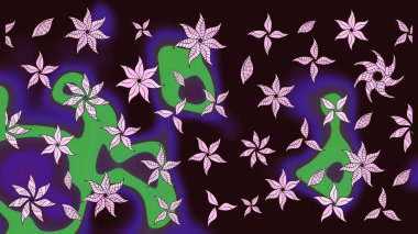 Raster illüstrasyonundaki çiçek desenli çizim. Renkli Bahar Teması eskiz kalıbı. Süslü kumaş deseni. Düz Çiçek Elementleri Tasarımı.