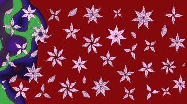 Kırmızı renklerde. Raster illüstrasyonundaki çiçek desenli çizim. Raster illüstrasyonu. Güzel kumaş deseni.