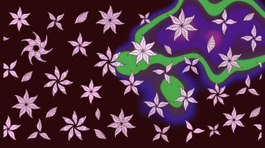 Çiçek deseni. Düz Çiçek Elementleri Tasarımı. Raster güzel kumaş deseni çiziyor. Renkli Bahar Teması çizim şablonu.