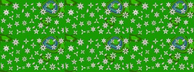 Küçük yeşil çiçeklerle oldukça eski bir besin torbası deseni. Tekstil, kumaş, kapaklar, duvar kağıtları, baskı, paket, koleksiyon defteri, örgü, dekupaj için çiçek arkaplanı..