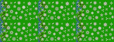 Yeşil renkli yeşil papatya deseni. Raster illüstrasyonu. Yeşil renklerde.