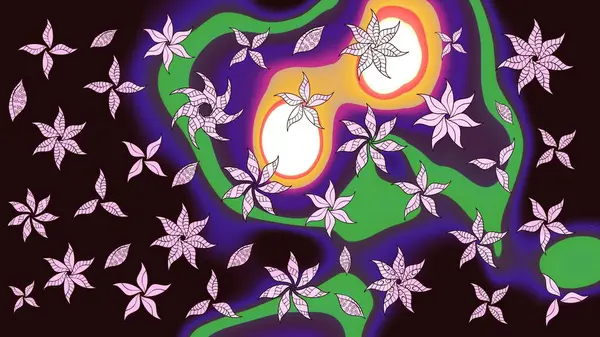 Moda baskıları için zarif bir şablon. Parlak renkli çiçekleri ve kahverengi renkli yaprakları olan harika bir çiçek deseni. Modern çiçek arkaplanı. Halk stili.