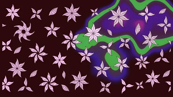 Çiçek deseni. Düz Çiçek Elementleri Tasarımı. Raster güzel kumaş deseni çiziyor. Renkli Bahar Teması çizim şablonu.