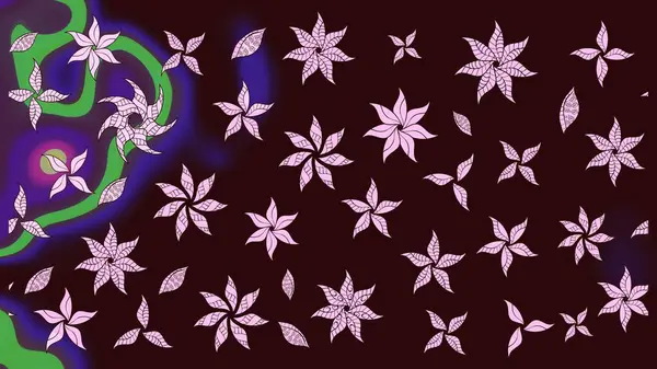 Kahverengi renkli çiçekler. Hediye ambalaj kağıdı, tebrik kartları, posterler ve pankart tasarımı. Raster düz çiçek çizim deseni.