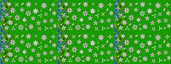 Yeşil renkli yeşil papatya deseni. Raster illüstrasyonu. Yeşil renklerde.