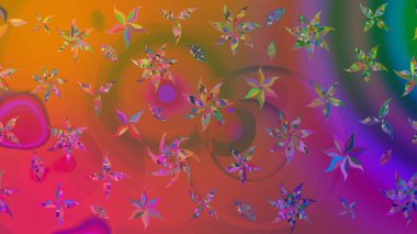 Raster. Renkli Bahar Teması eskiz kalıbı. Düz Çiçek Elementleri Tasarımı.