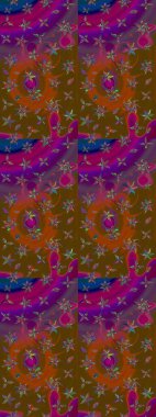 Suluboya tarzında kahverengi renkte. Küçük çiçekli yay deseni çiz. Raster illüstrasyonu.