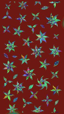 Parlak çiçekli kırmızı renkler üzerinde soyut çizim deseni. Küçük çiçekte hoş bir çiçek deseni var. Çiçek elementli zarif raster dokusu..