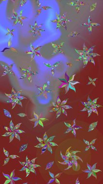 Düz Çiçek Elementleri Tasarımı. Kahverengi renkli çiçekler. Çiçek desenli eskiz, yaz çiçekleri. Renkli Bahar Teması çizim şablonu.