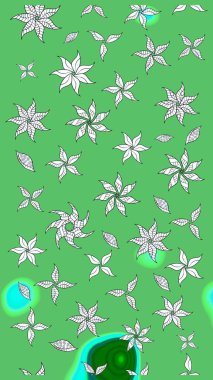 Renkli Bahar Teması eskiz kalıbı. Düz Çiçek Elementleri Tasarımı. Yeşil renkte zarif çiçek buketi suluboya. Raster illüstrasyonu.