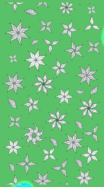 Raster illüstrasyonundaki çiçek desenli çizim. Suluboya tarzında yeşil renkte çiçekler.