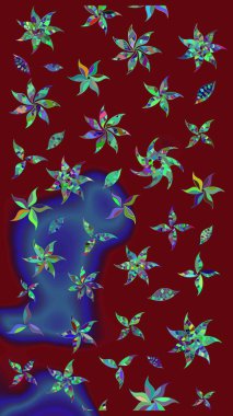 Kırmızı renkte çiçekler. Tekstil ve kapak tasarımı için mükemmel. Elle çizilmiş sonbahar çiçeği deseni. Renkli kırmızı çizim kalıbı. Doodle tarzı.