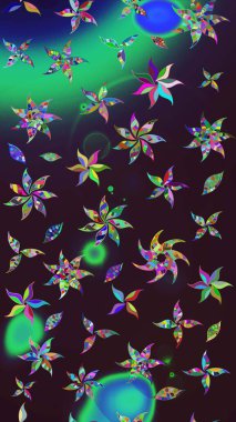 Güzel kumaş deseni. Renkli Bahar Teması eskiz kalıbı. Düz Çiçek Elementleri Tasarımı. Raster illüstrasyonunda çiçek deseni çizimi.