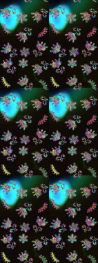 Küçük çiçekte güzel bir desen var. Çiçek arkaplan. - siyah, mavi ve gri çiçekler. Doğa. Çiçek kolajı. Çiçek kompozisyonu. Raster deseni.