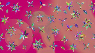 Raster illüstrasyonu. Nazik, yaz çiçekleri pembe renklerde. Raster çiçek desenli ve çiçekli..