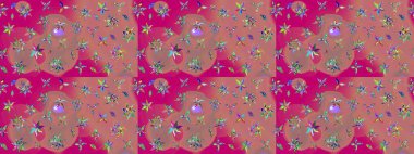 Çiçekli eskiz deseni. Suluboya çizimi. El çizimi. Pembe renkte çiçekler.