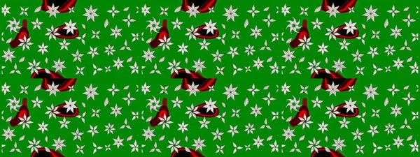 Küçük çiçekteki sevimli çiçek deseni. Yeşil renklerde. Raster illüstrasyonu. Raster deseni. Soyut çiçek çizim kalıbı arkaplanı.