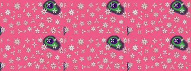 Klasik çiçekler. El çizimi, soyut ve süslü elementler. Yaz çiçekleri teması. Pembe renkler. Suluboya resim taklit Raster illüstrasyonu.