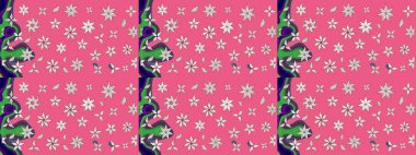 Sevimli çiçek raster deseni. Pembe renkli çiçekler. Renkli Bahar Teması eskiz kalıbı. Düz Çiçek Elementleri Tasarımı.