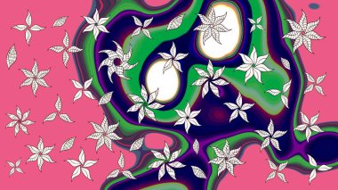 Yumuşak, bahar çiçekli arka plan. Çiçekli karalama şeklinde Raster çiçek deseni. Pembe renkte çiçekler.